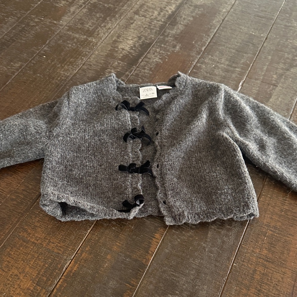 Zara Gray Kids Sweater with Black Bows
